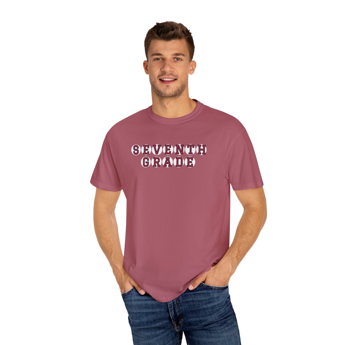 SEVENTH GRADE RED PLAYER LETTERS T-SHIRT
