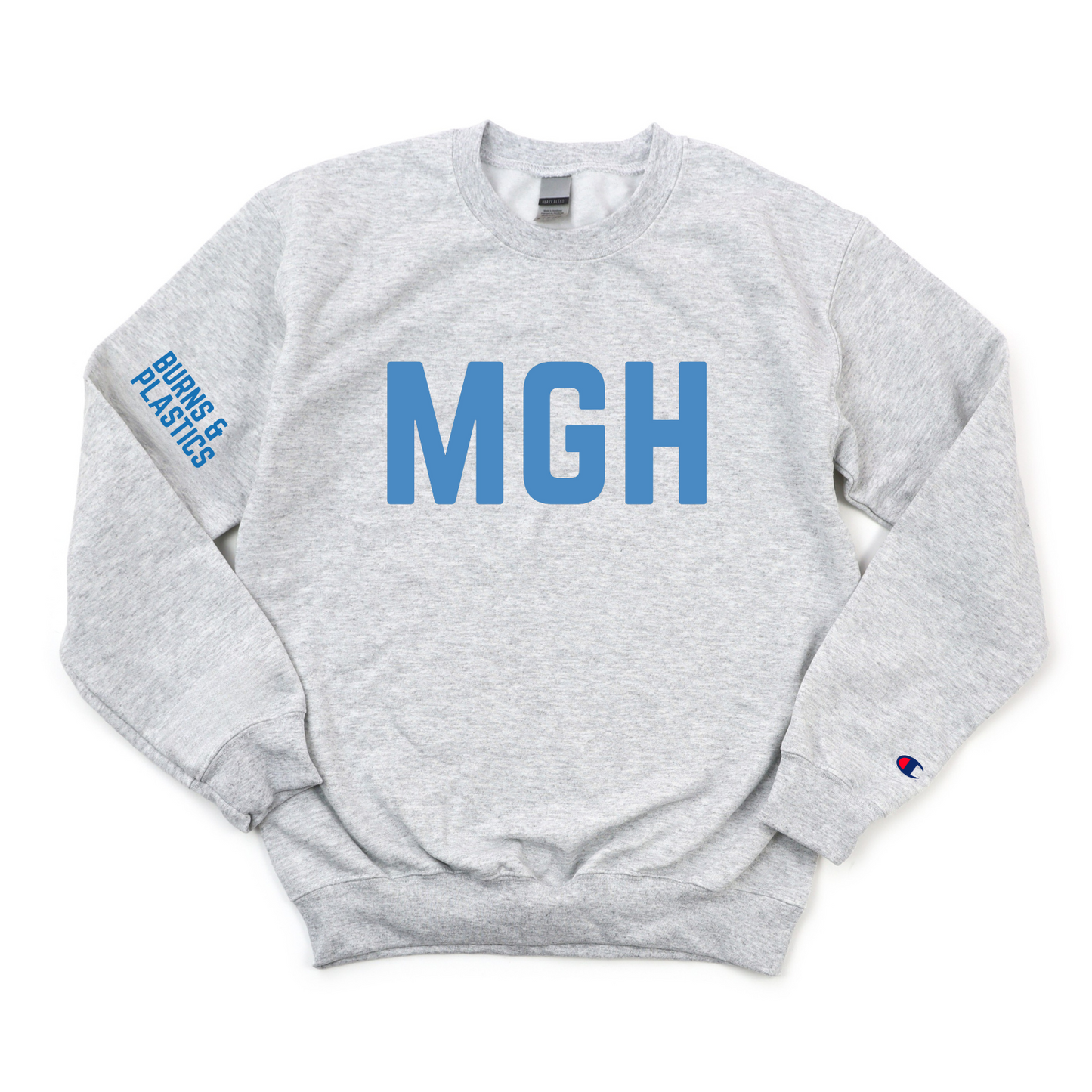 ROYAL BLUE MGH BURNS & PLASTICS CHAMPION CREWNECK
