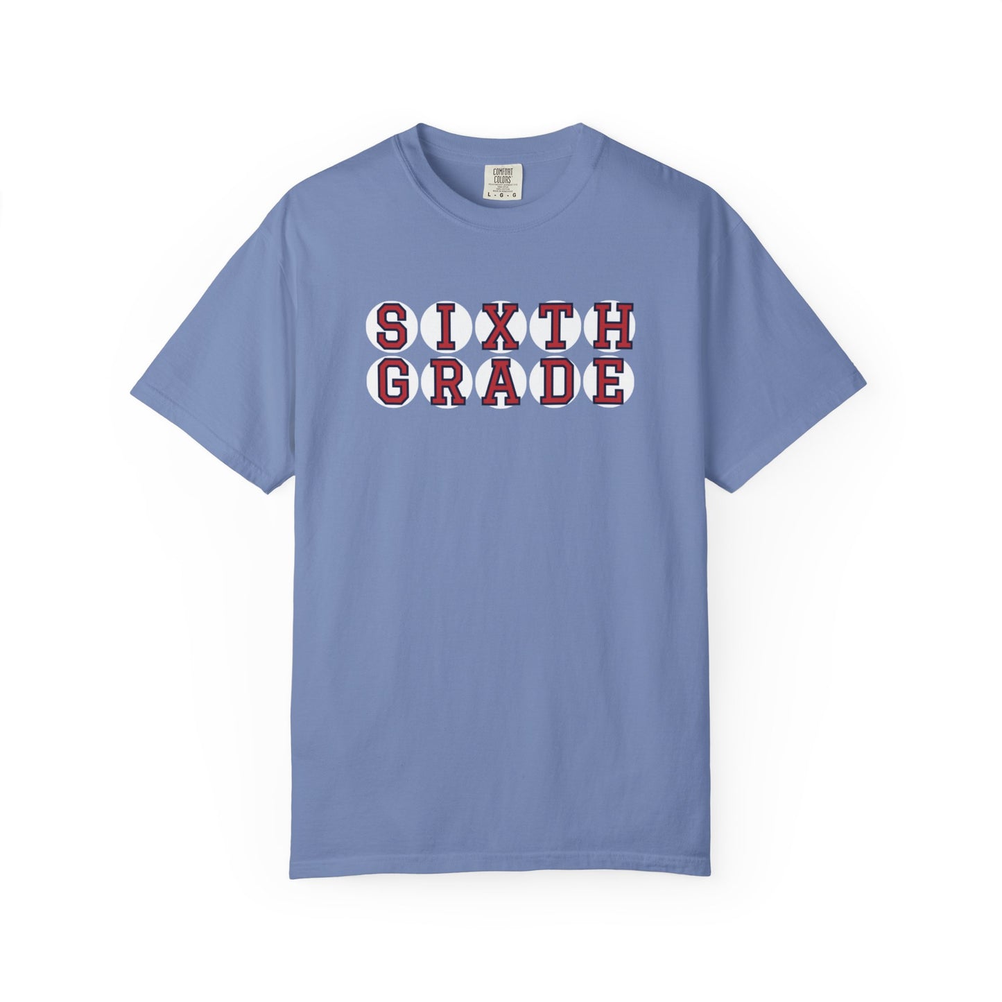 SIXTH GRADE RED PLAYER LETTERS T-SHIRT