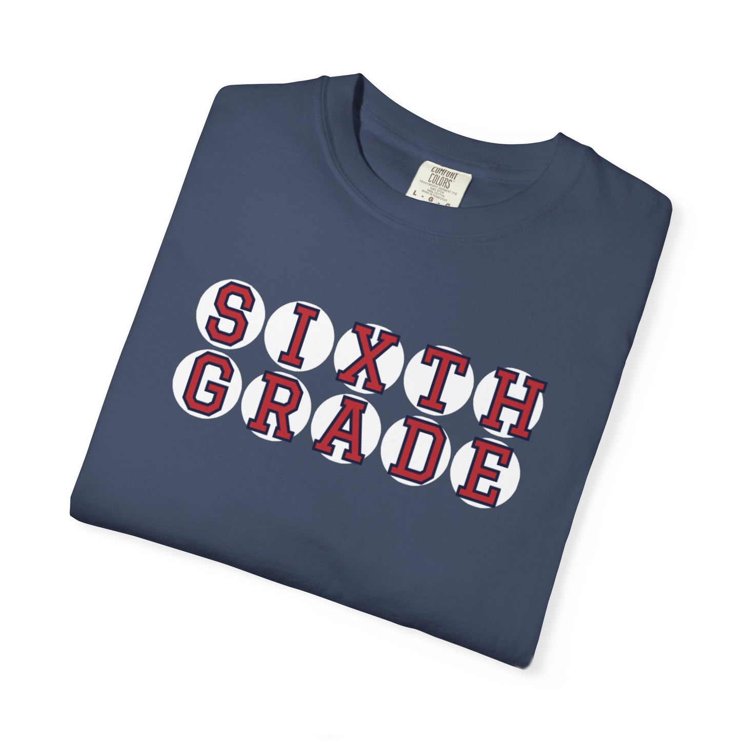 SIXTH GRADE RED PLAYER LETTERS T-SHIRT