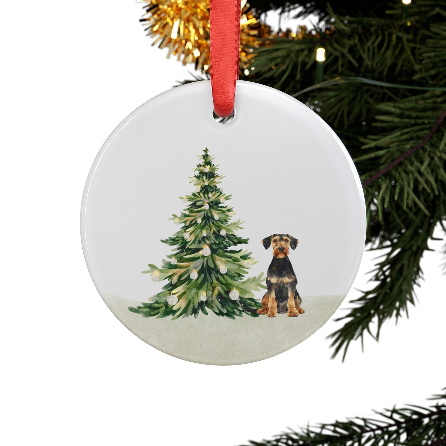 Airedale Terrier Dog Lover's Holiday Acrylic Ornament