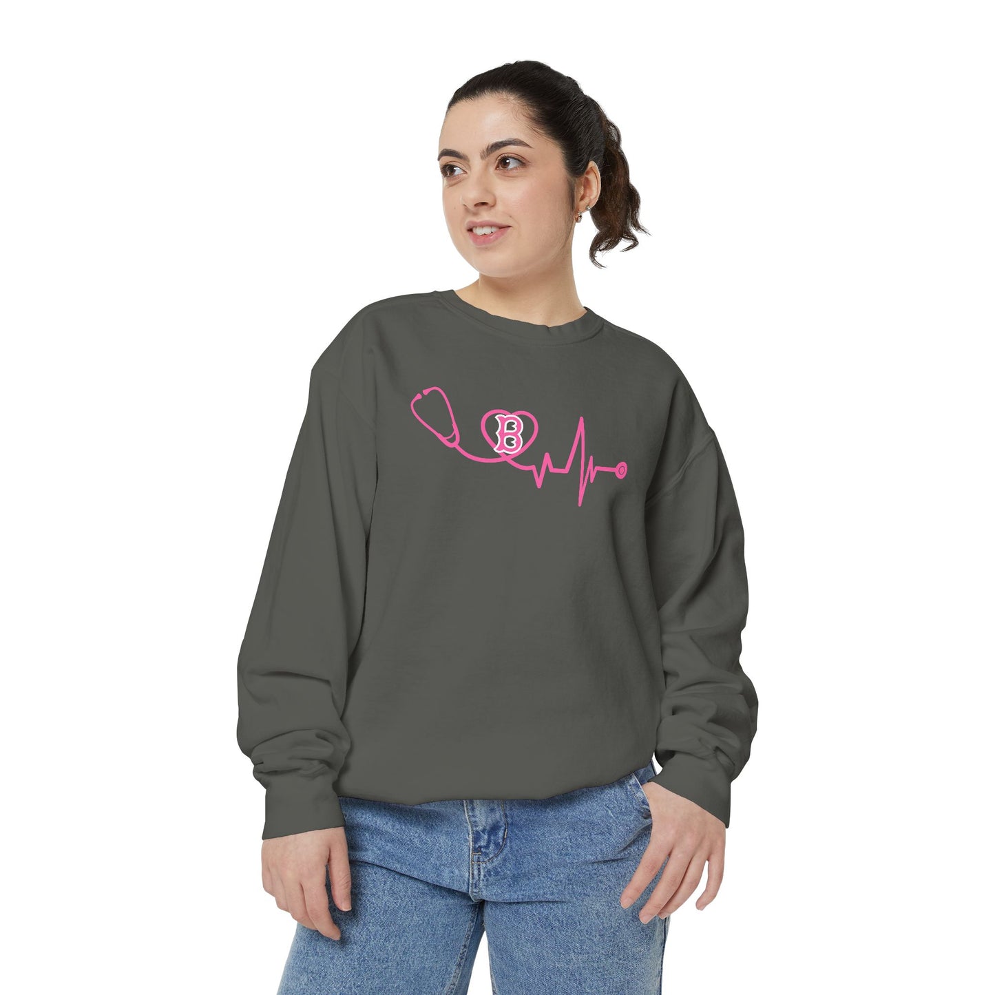 BOSTON PINK RIBBON CREW COMFORT COLORS CREWNECK