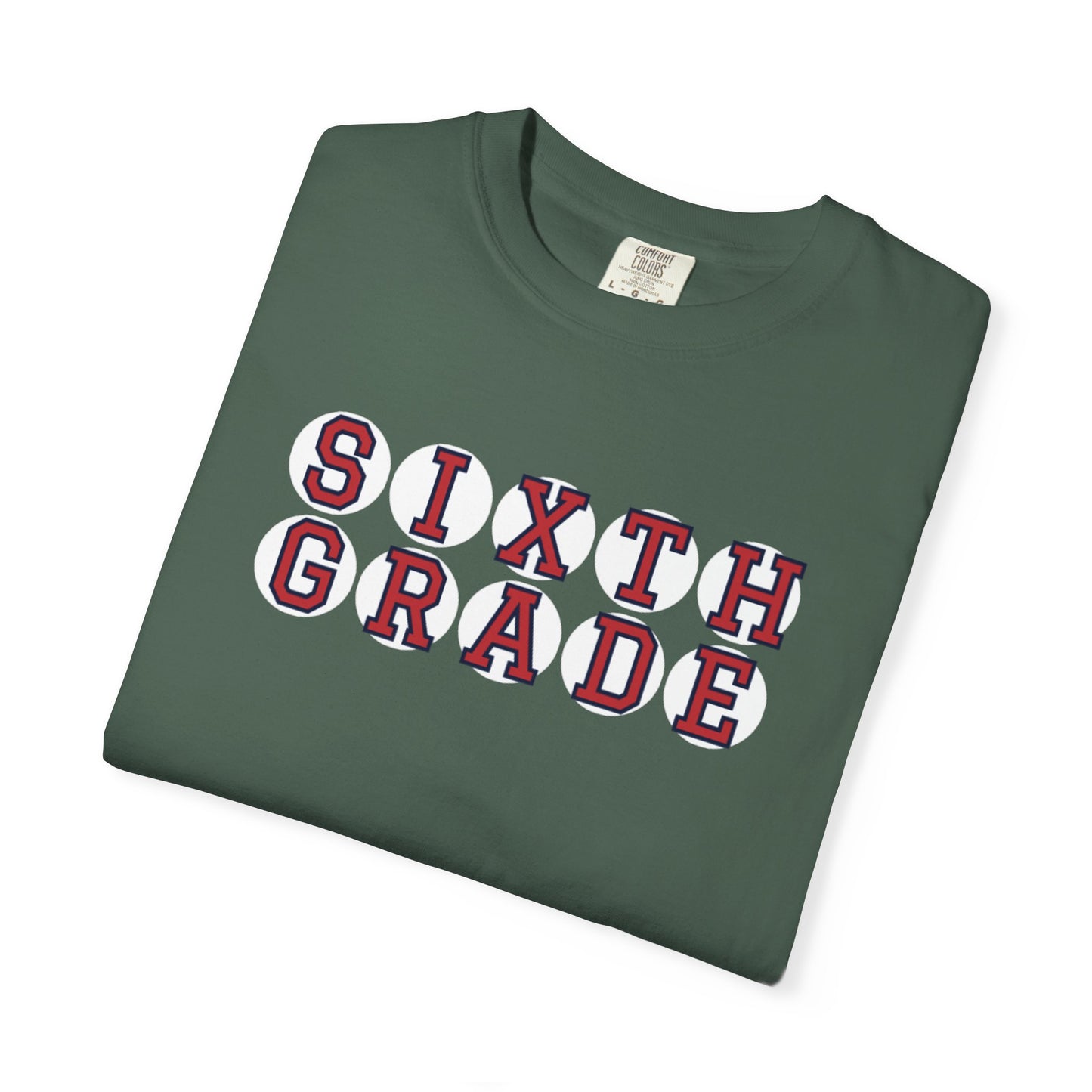 SIXTH GRADE RED PLAYER LETTERS T-SHIRT