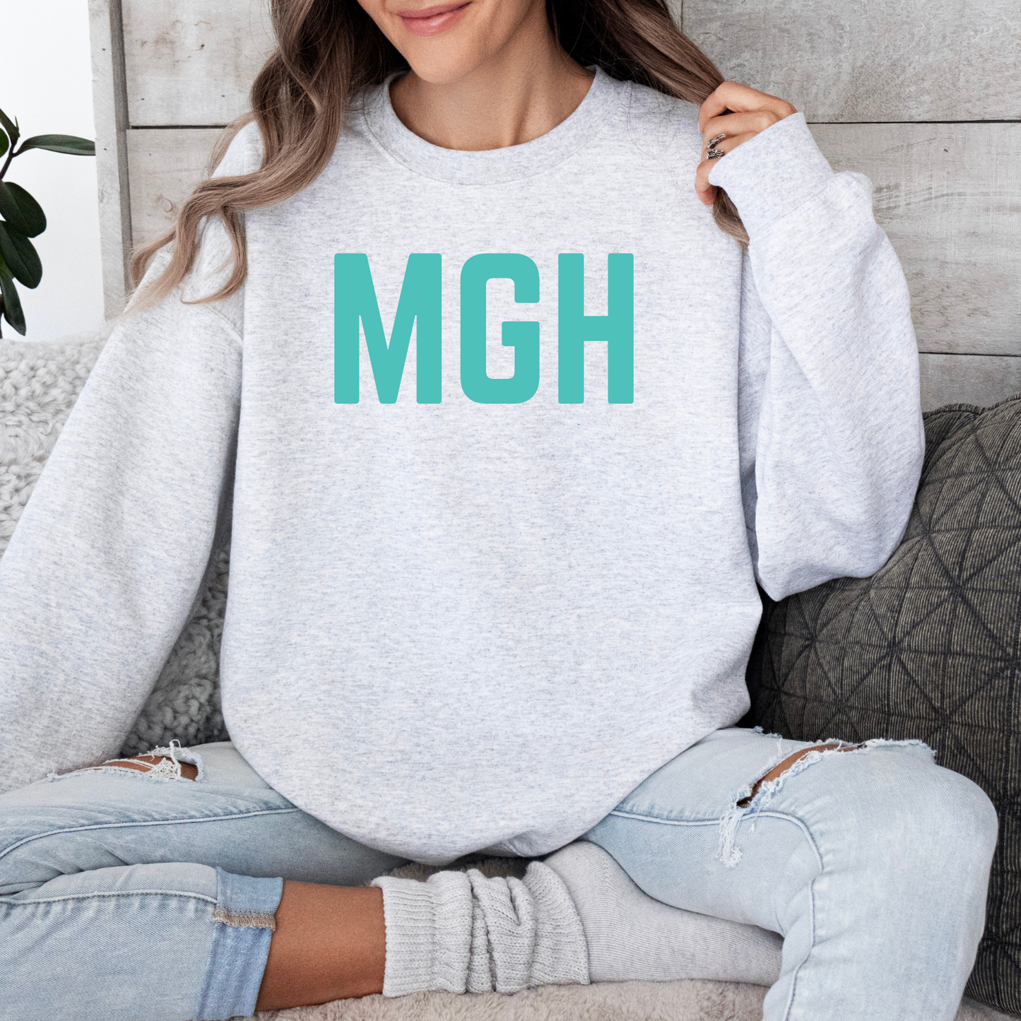 TEAL MGH RN CHAMPION CREWNECK