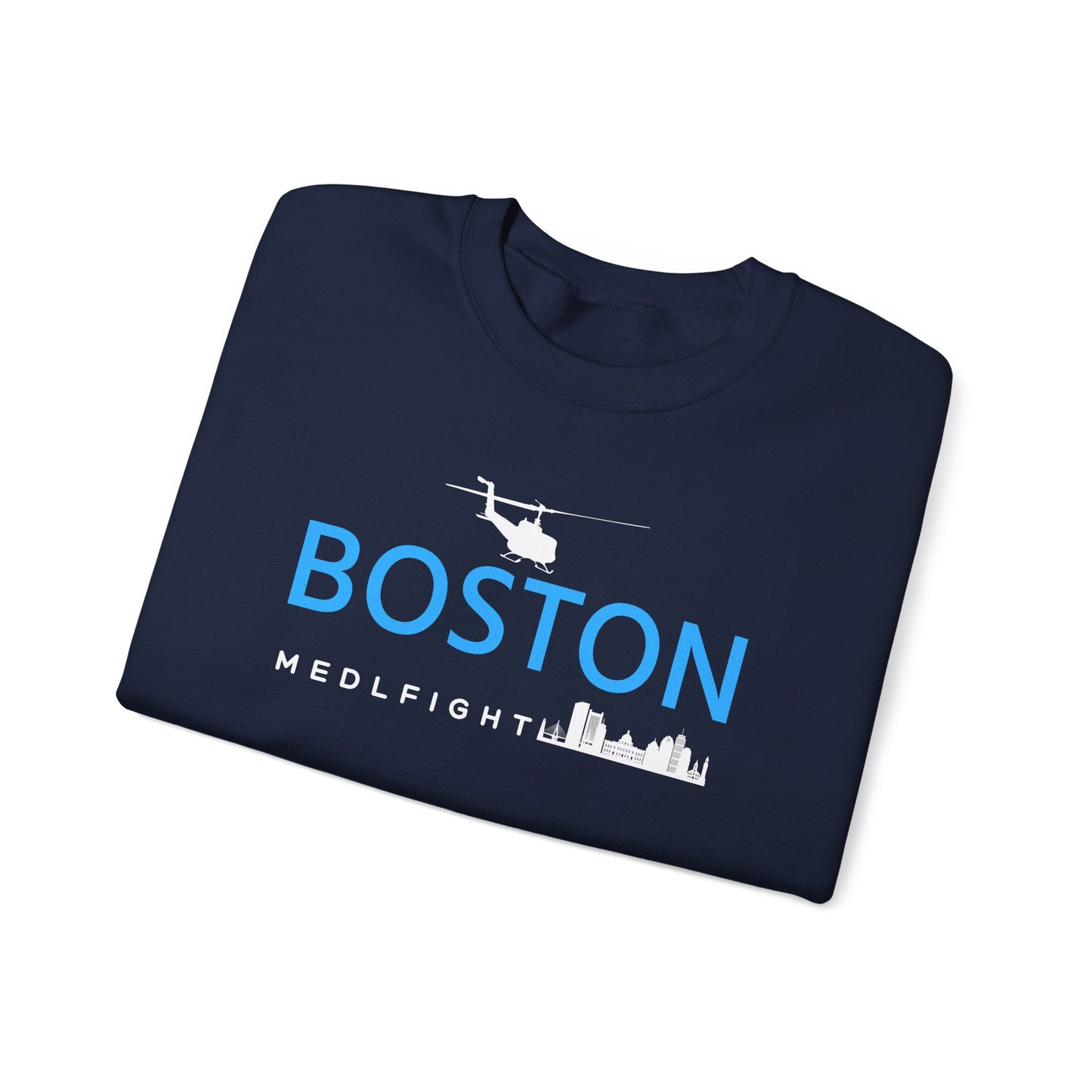 BOSTON MEDLFIGHT NAVY CREWNECK