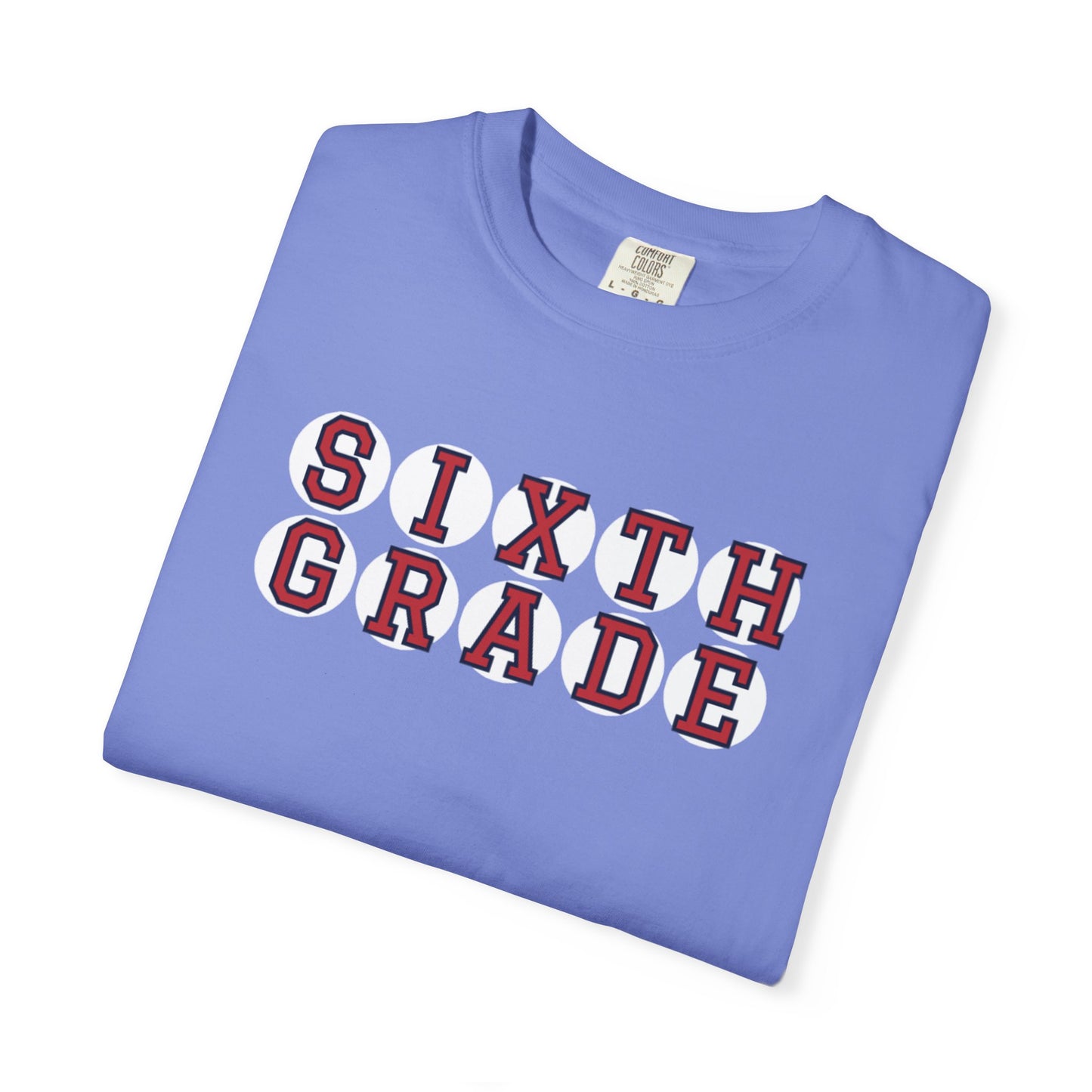 SIXTH GRADE RED PLAYER LETTERS T-SHIRT