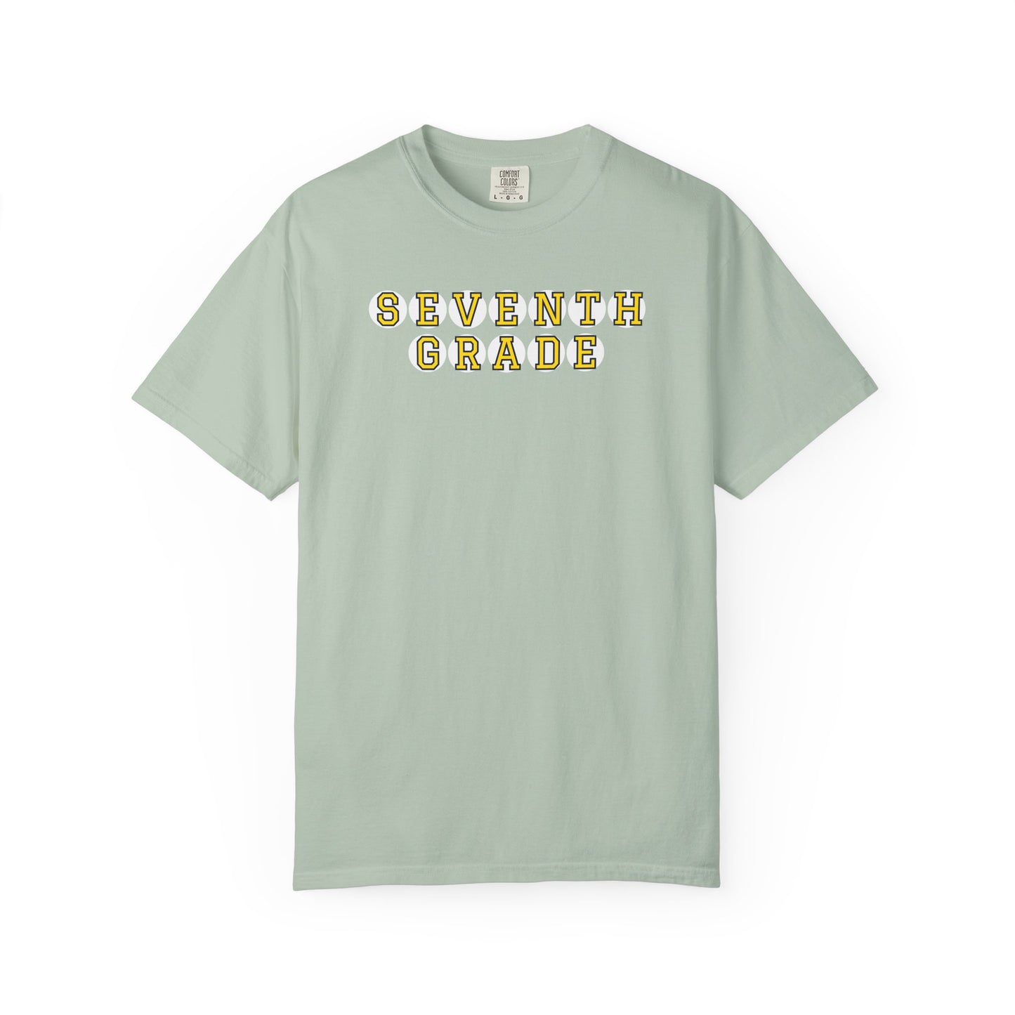 SEVENTH GRADE. YELLOW PLAYER LETTERS T-SHIRT