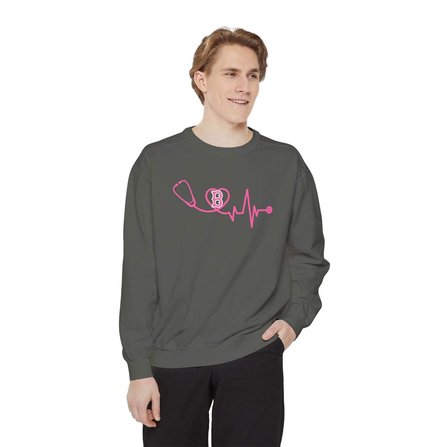 BOSTON PINK RIBBON CREW COMFORT COLORS CREWNECK