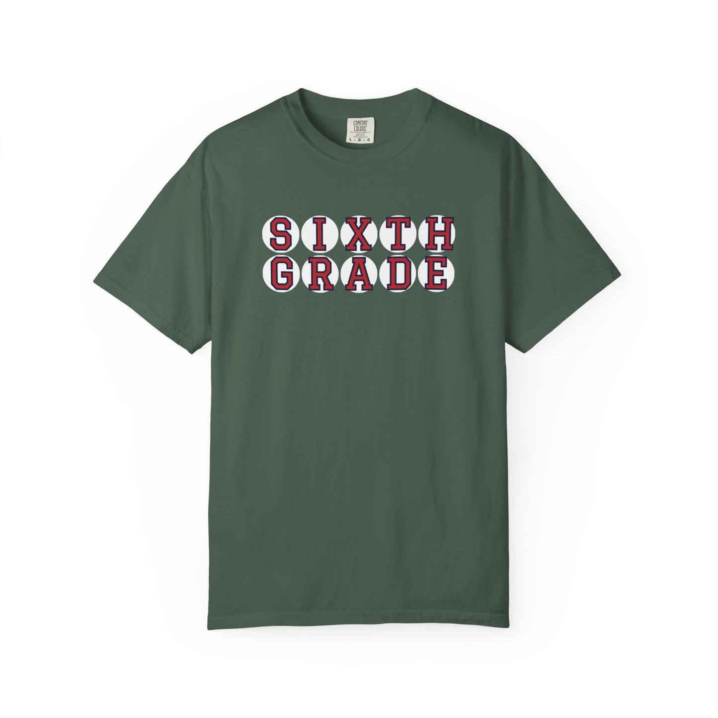 SIXTH GRADE RED PLAYER LETTERS T-SHIRT