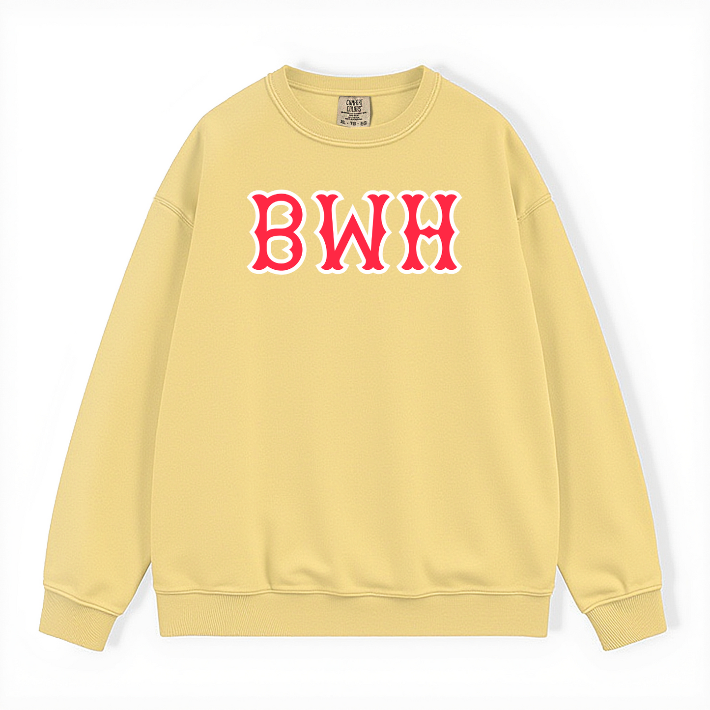 BWH SOX LETTERS CREWNECK