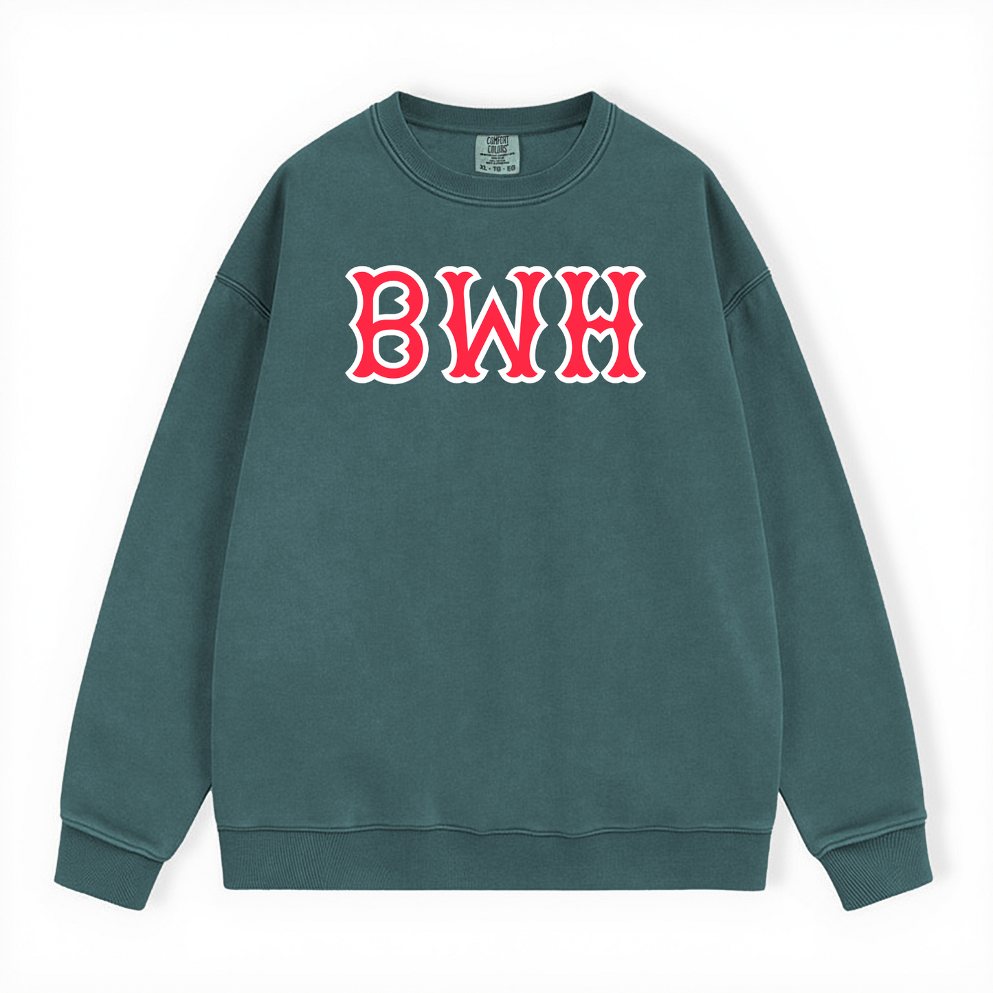 BLUE SPRUCE BWH SOX LETTERS COMFORT COLORS CREWNECK-CLEARANCE