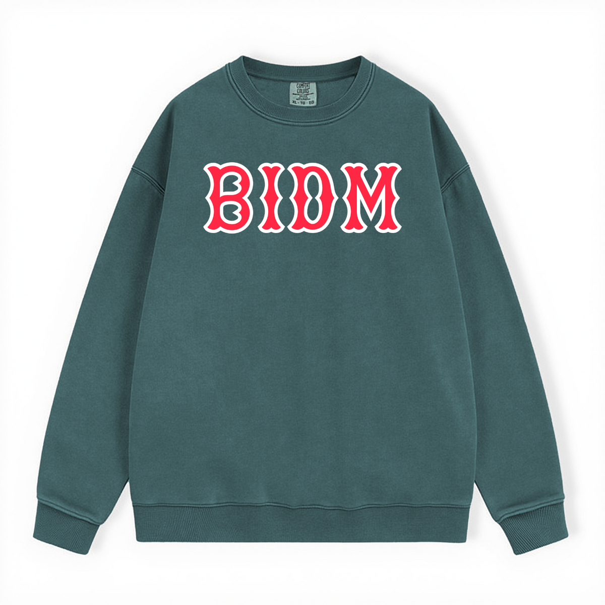 BLUE SPRUCE BIDM SOX LETTERS CREWNECK- CLEARANCE