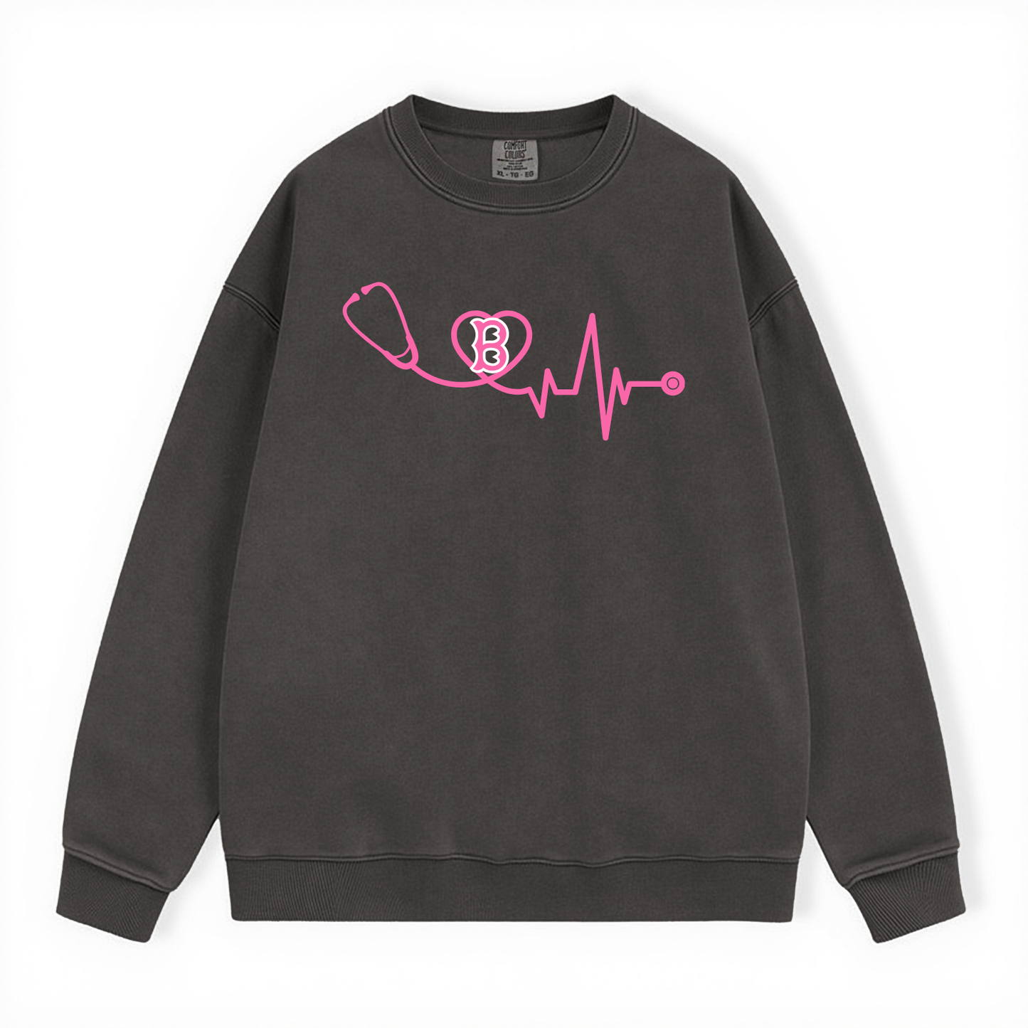 BOSTON PINK RIBBON CREW COMFORT COLORS CREWNECK