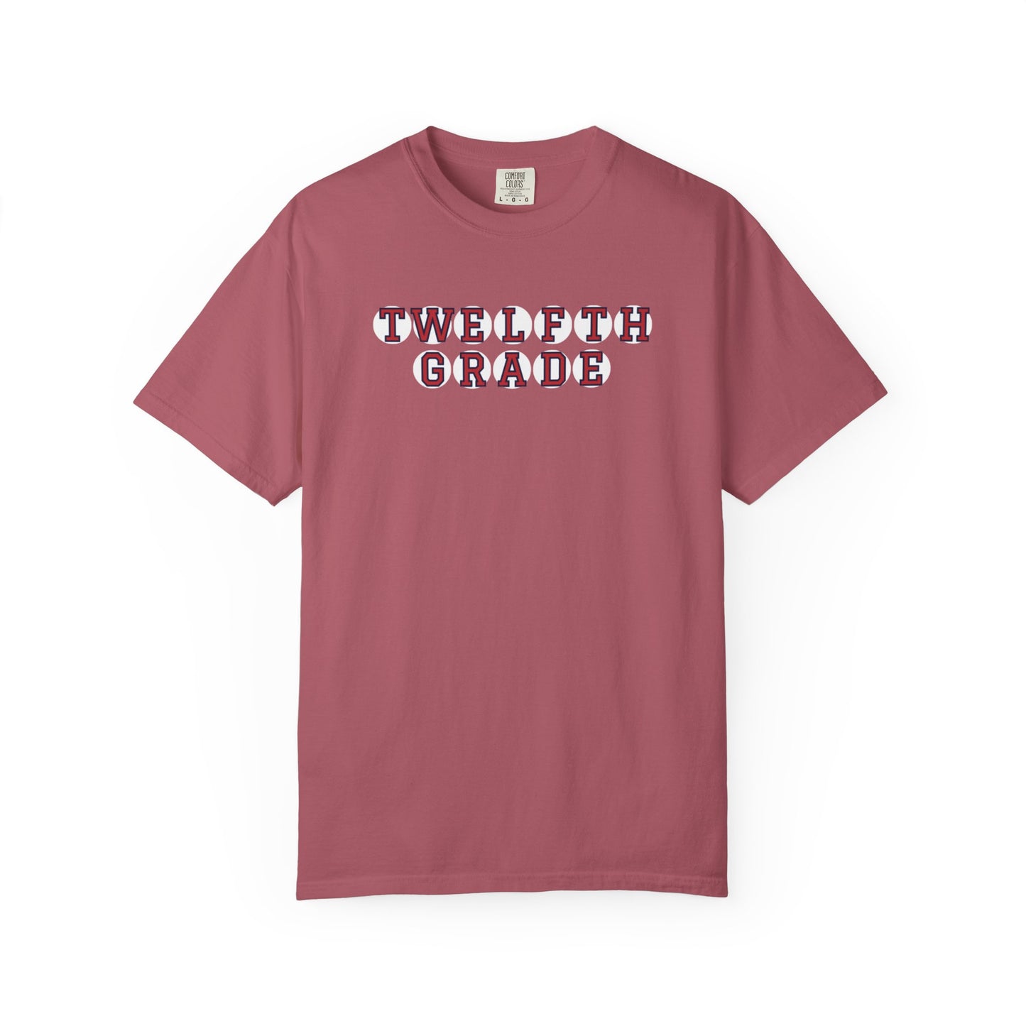 TWELFTH GRADE RED PLAYER LETTERS T-SHIRT