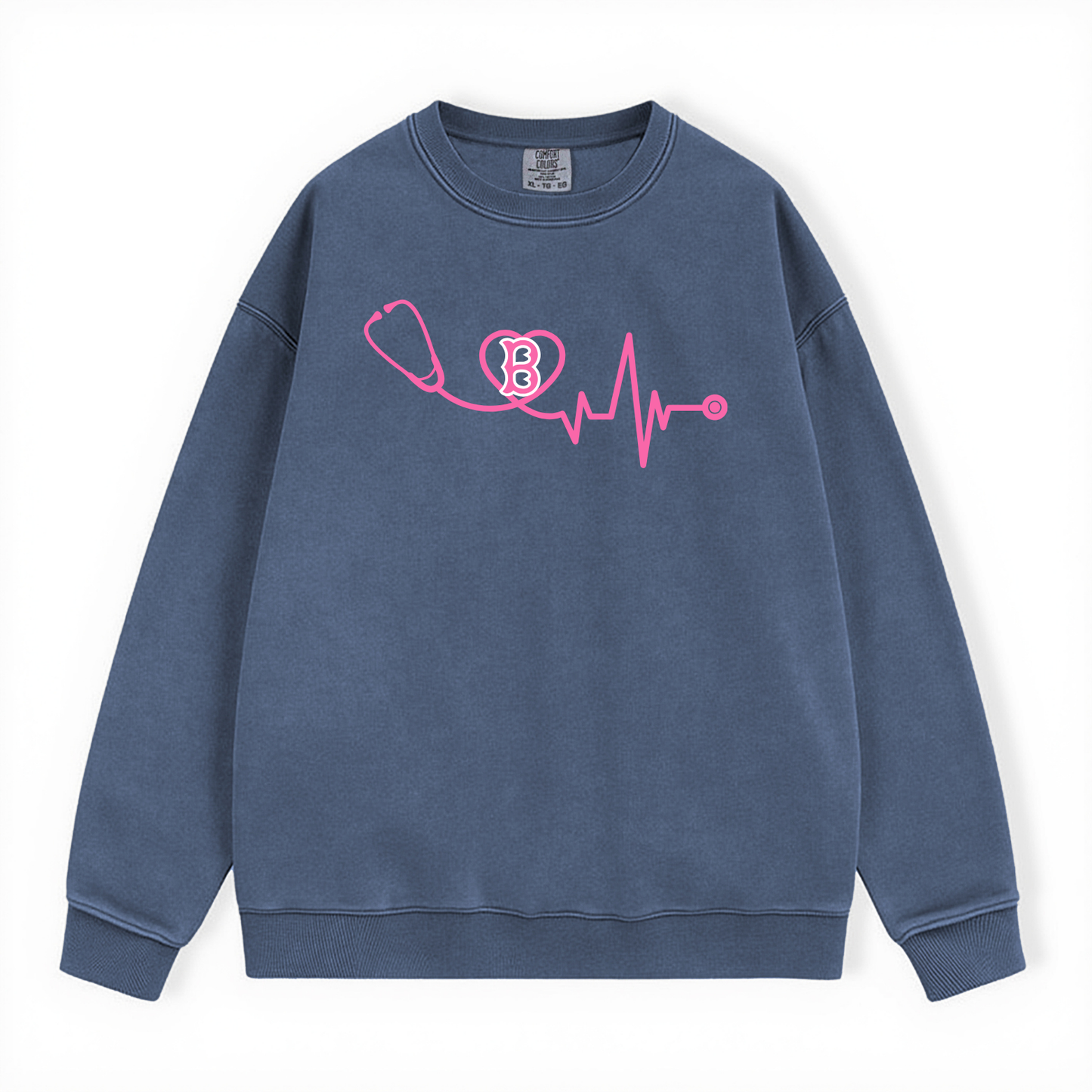 BOSTON PINK RIBBON CREW COMFORT COLORS CREWNECK