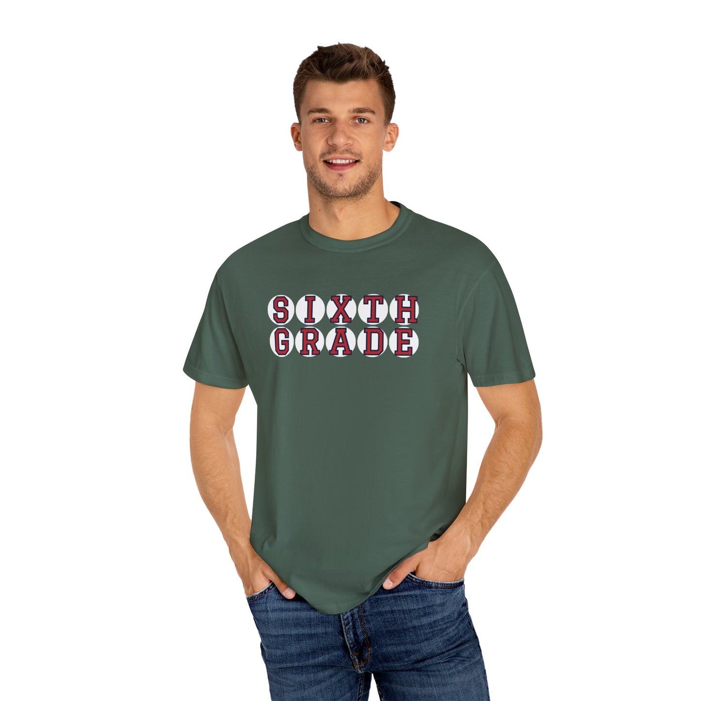 SIXTH GRADE RED PLAYER LETTERS T-SHIRT