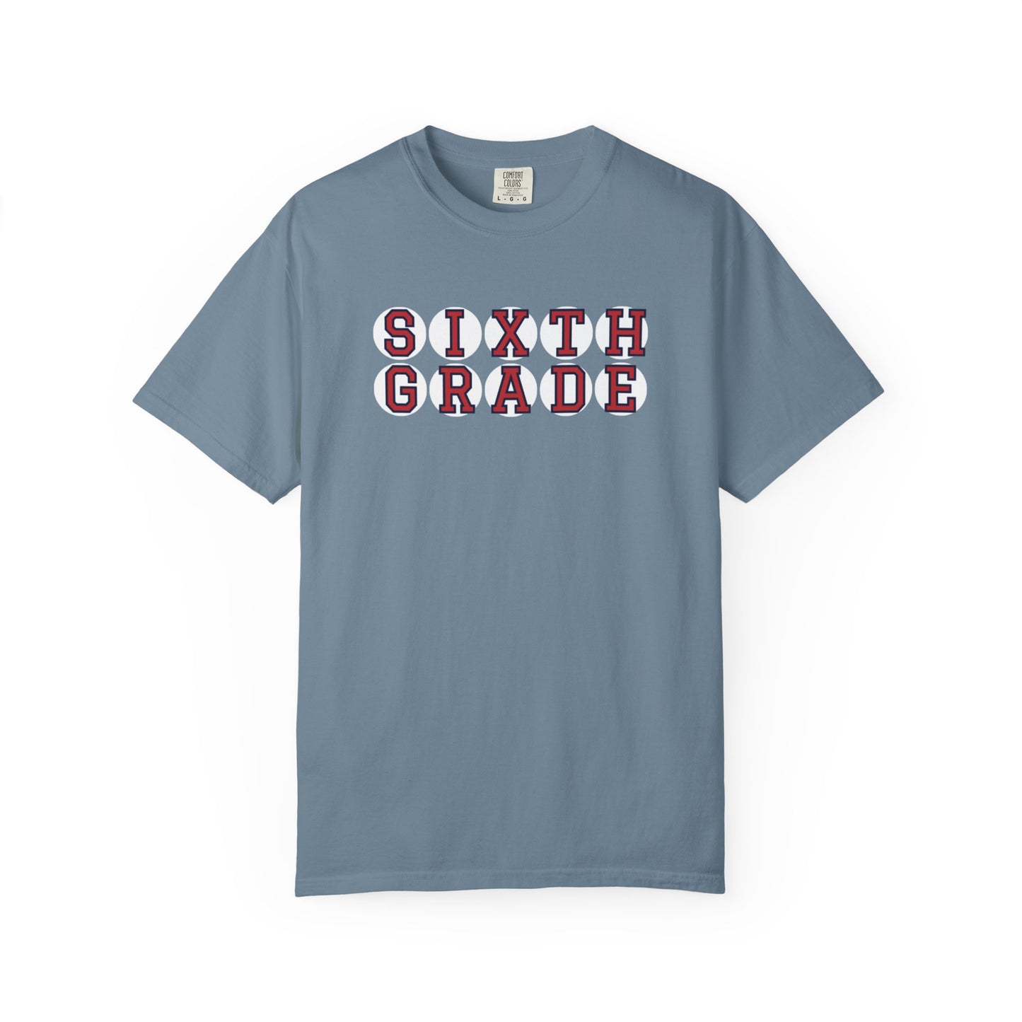 SIXTH GRADE RED PLAYER LETTERS T-SHIRT