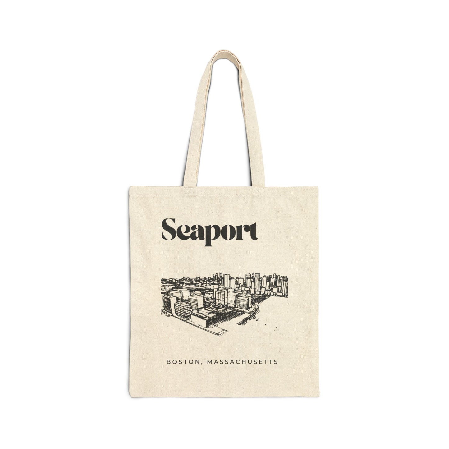 Boston Seaport Cotton Canvas Tote Bag | Eco-Friendly Beach Bag, City Market Tote, Gift for Travelers, Everyday Carryall