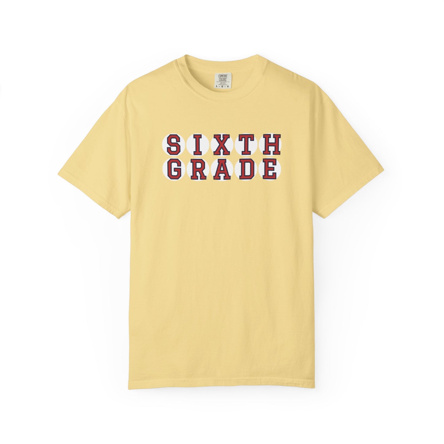 SIXTH GRADE RED PLAYER LETTERS T-SHIRT