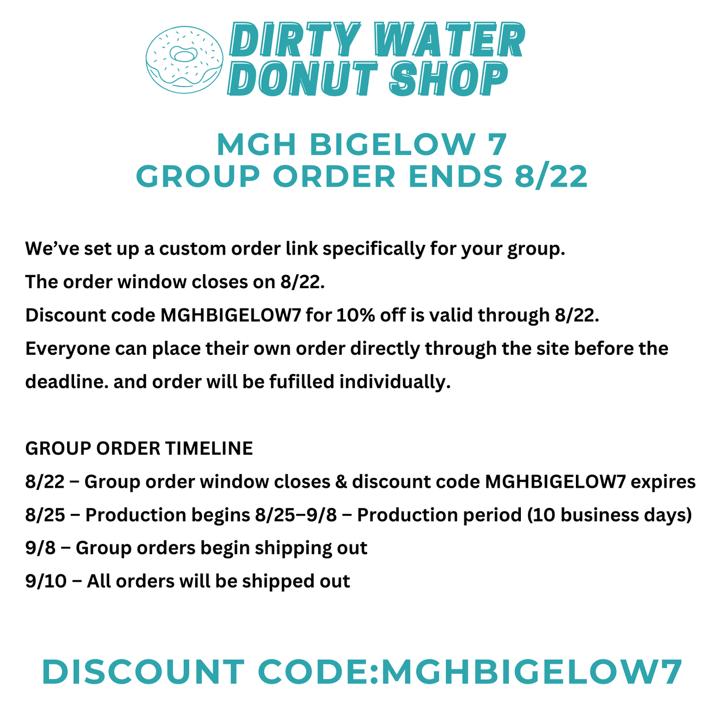 TEAL MGH GM - BIGELOW 7 CHAMPION CREWNECK GROUP ORDER ENDS 8/22