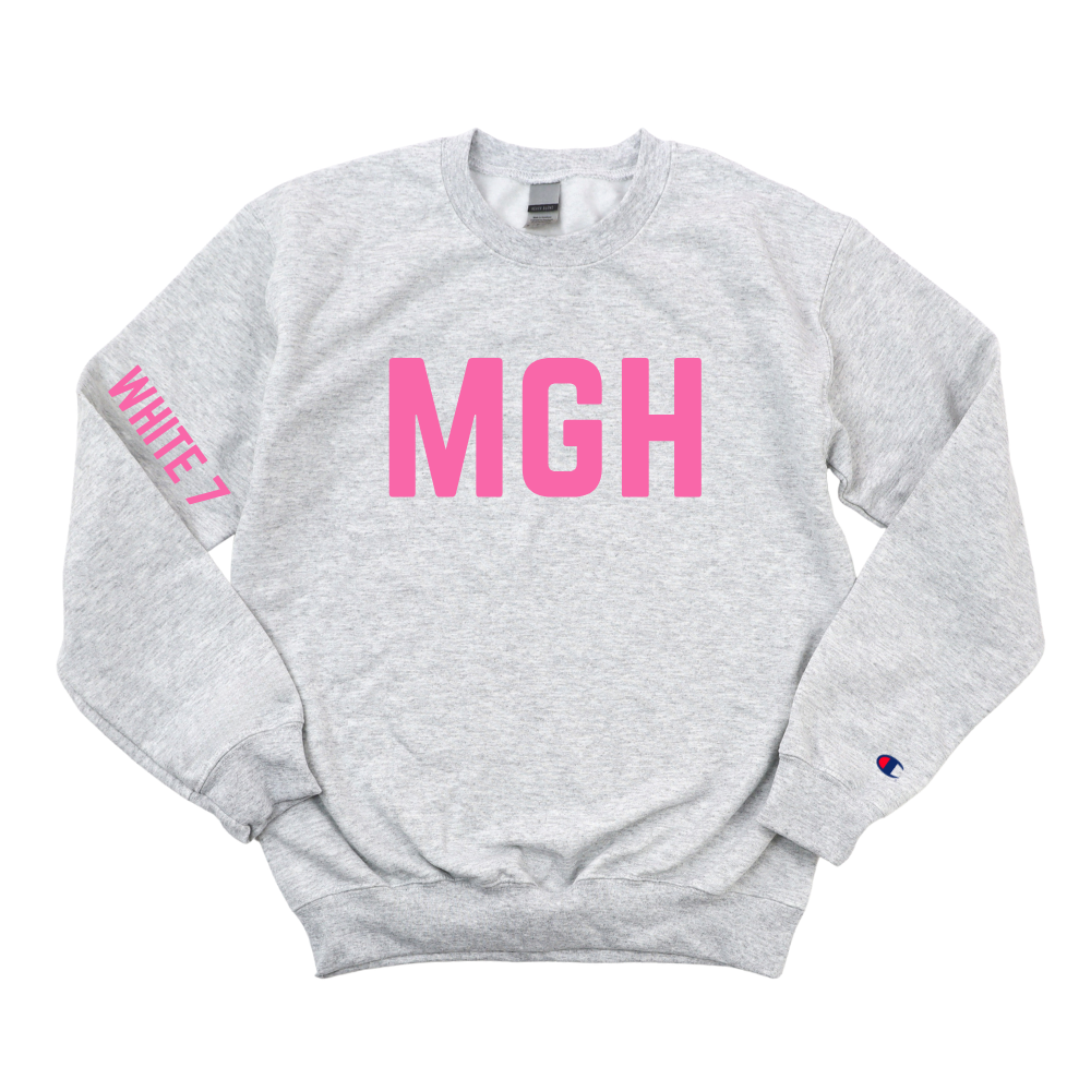 PINK MGH WHITE 7 CHAMPION CREWNECK - CLEARANCE