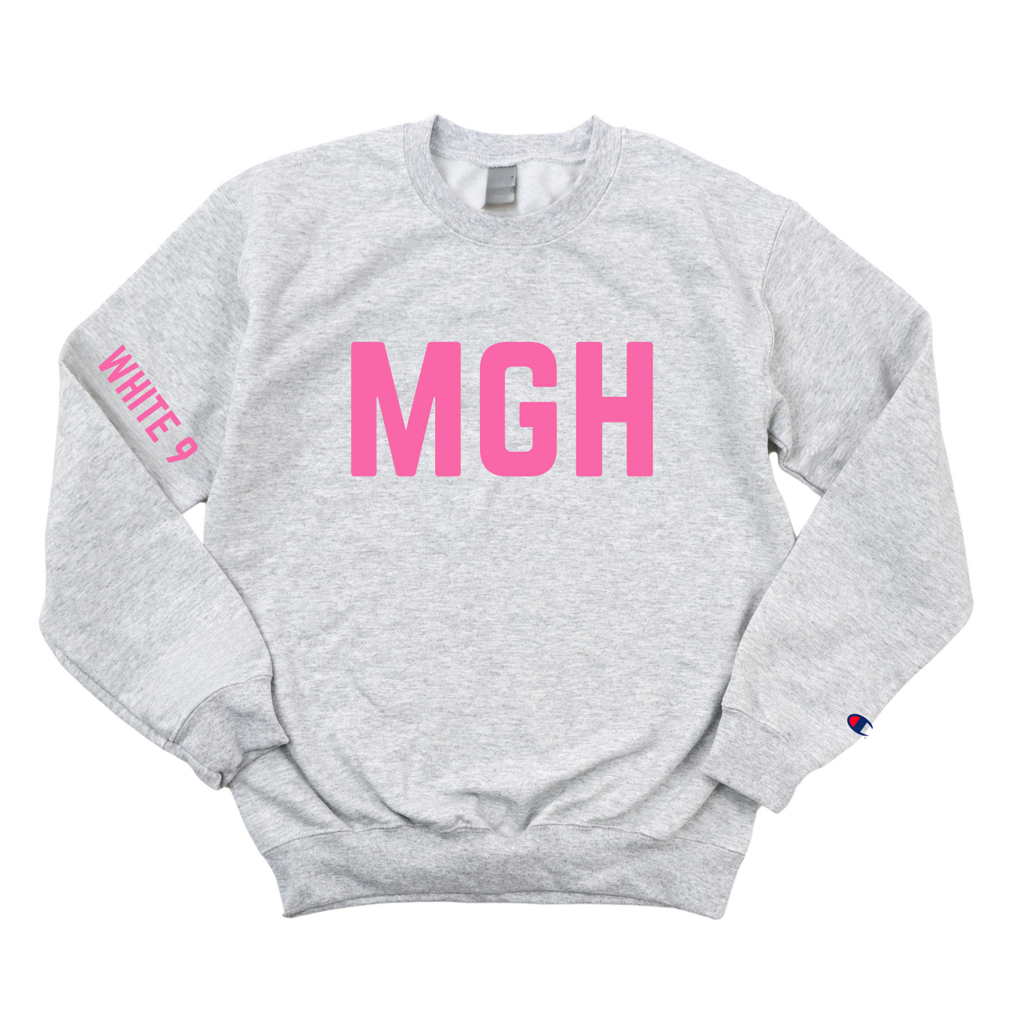 PINK MGH WHITE 9 CHAMPION CREWNECK