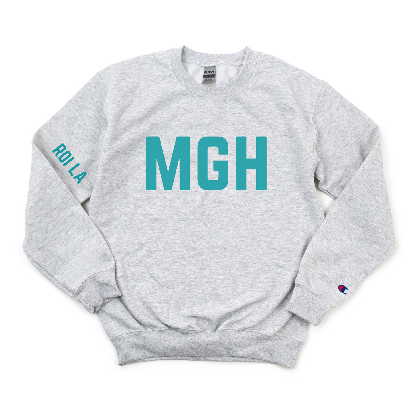 TEAL MGH HEALTH INFO MGMT ROI LA CHAMPION CREWNECK