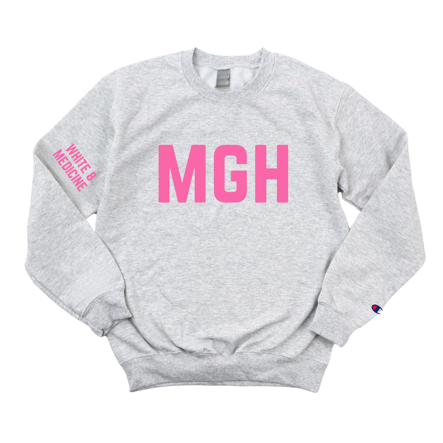 PINK MGH WHITE 8 MEDICINE CHAMPION CREWNECK
