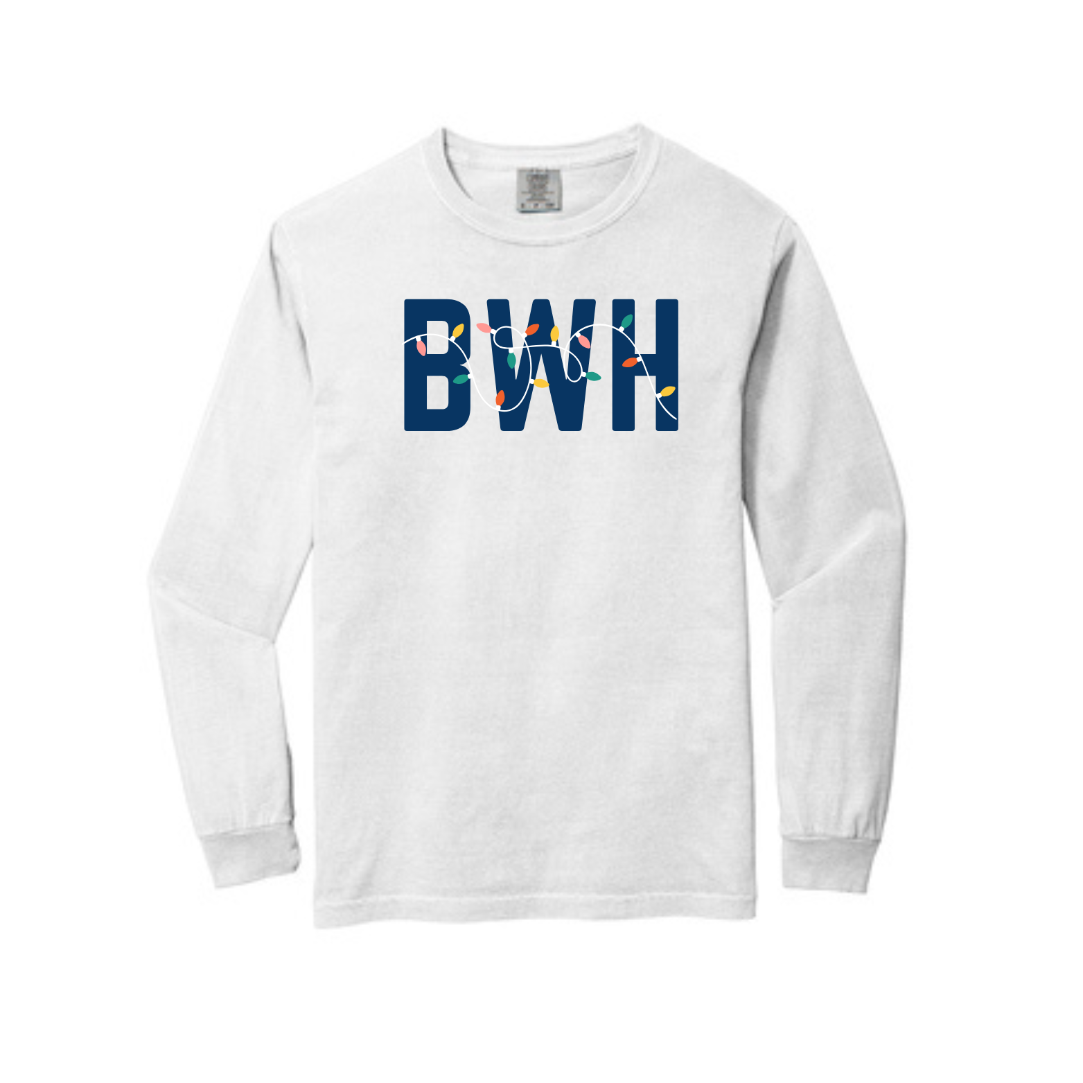 BWH HOLIDAY LIGHTS LONG SLEEVE WHITE Dirty Water Donut Shop BWH HOLIDAY LIGHTS LONG SLEEVE WHITE Dirty Water Donut Shop