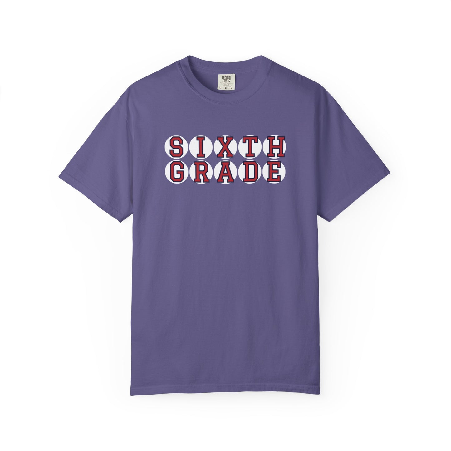 SIXTH GRADE RED PLAYER LETTERS T-SHIRT