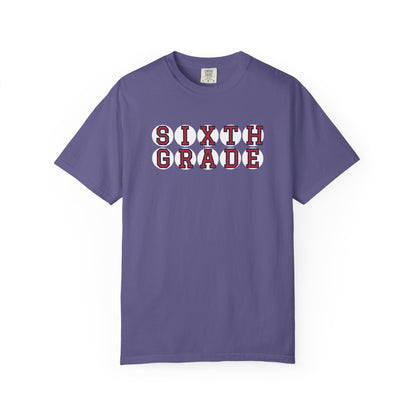 SIXTH GRADE RED PLAYER LETTERS T-SHIRT