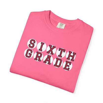 SIXTH GRADE RED PLAYER LETTERS T-SHIRT