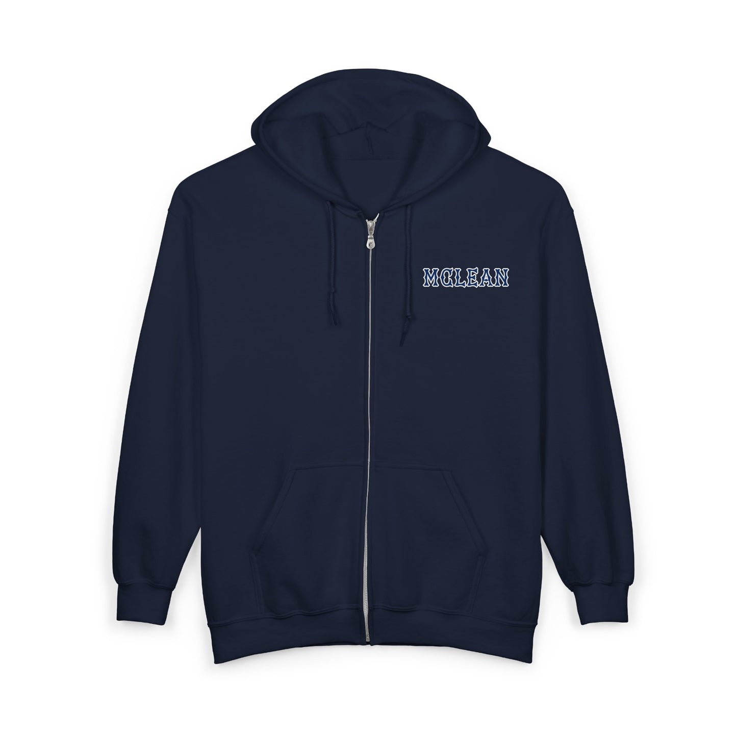 MCLEAN NAVY SOX LETTERS HEAVY BLEND FULL ZIP HOODIE