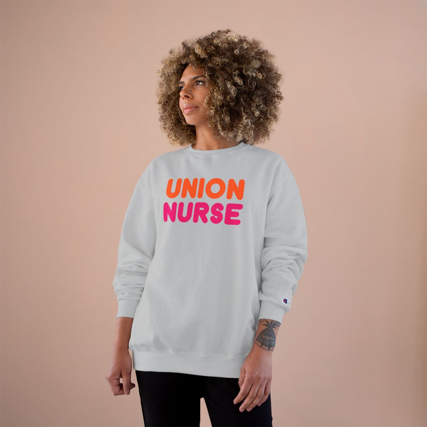 UNION NURSE - WE RUN ON FAIR CONTRACTS CHAMPION CREWNECK