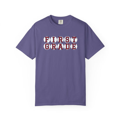 FIRST GRADE RED PLAYER LETTERS T-SHIRT
