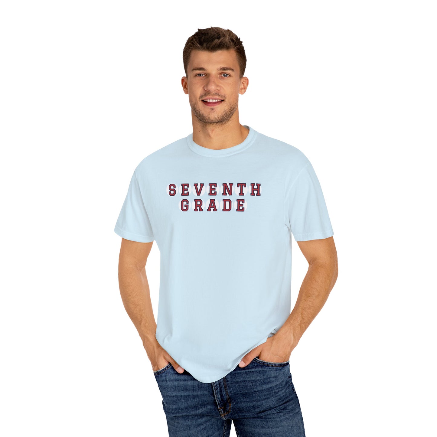 SEVENTH GRADE RED PLAYER LETTERS T-SHIRT