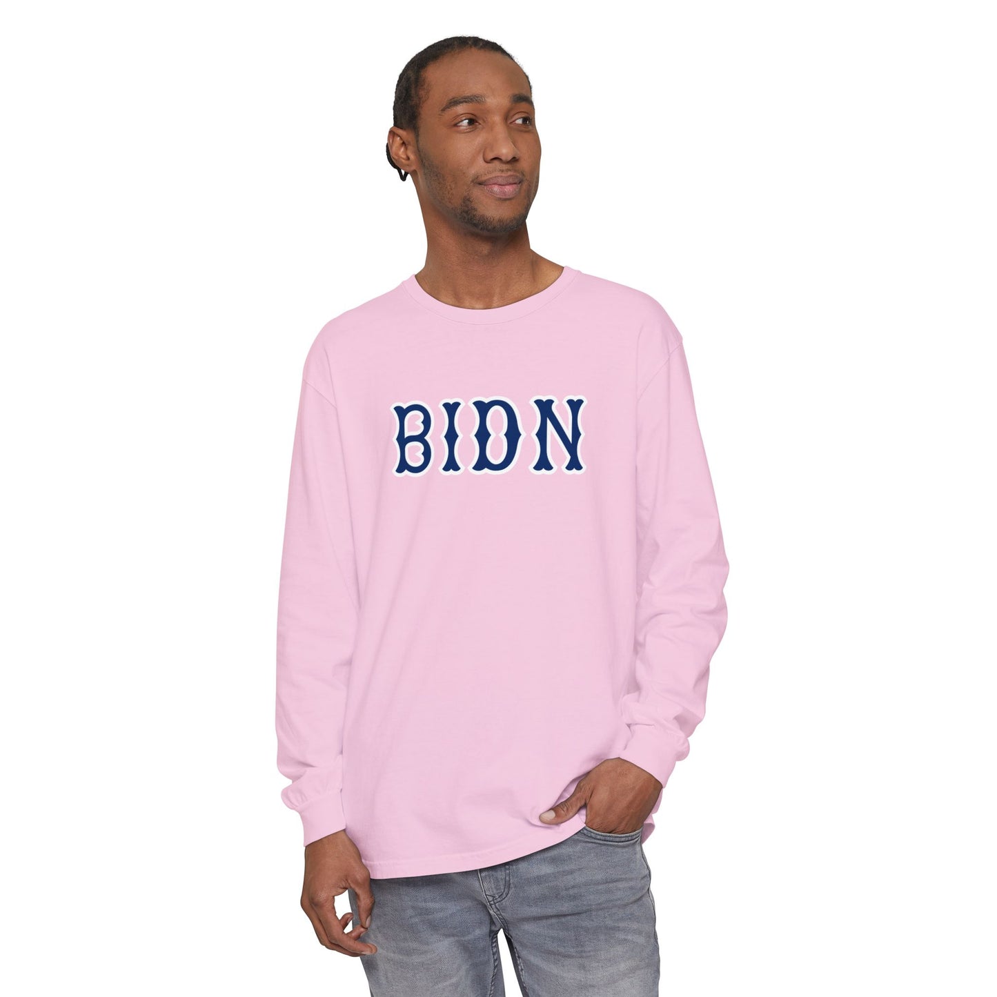 BIDN NAVY SOX LETTERS LONG SLEEVE