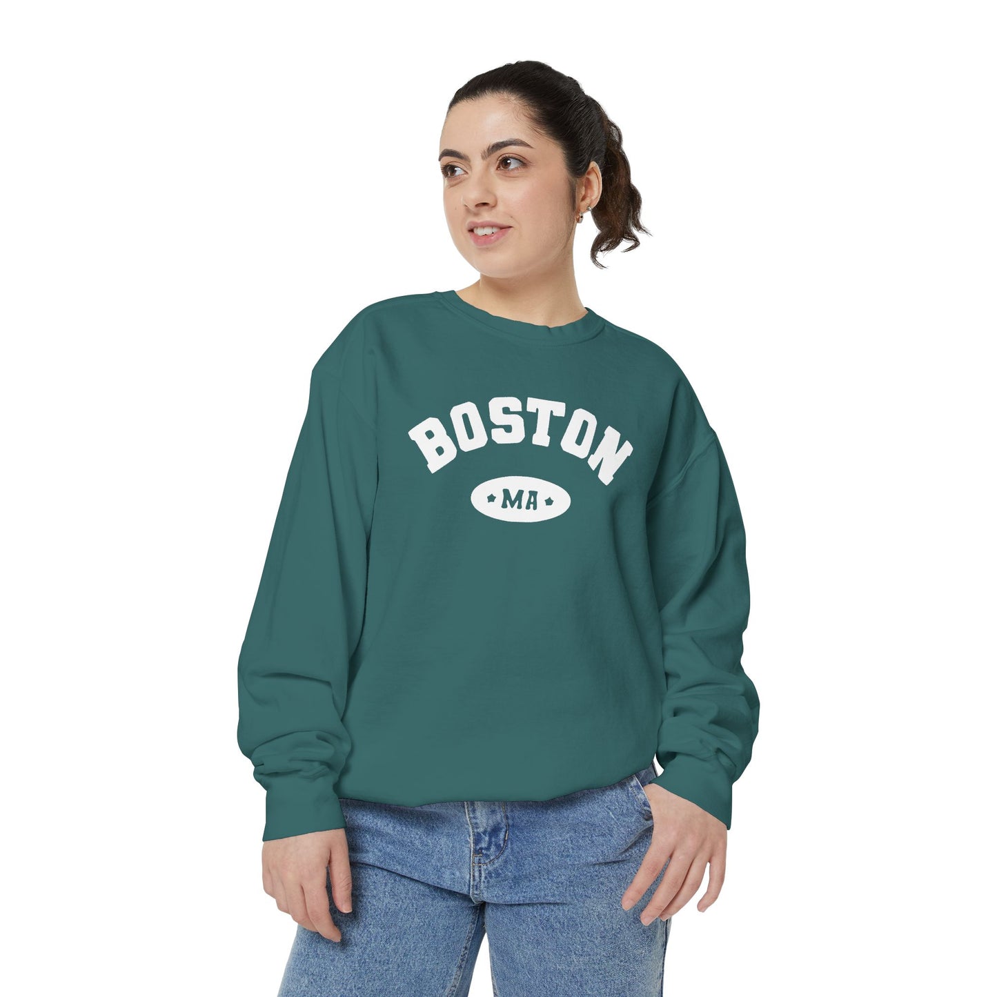 BOSTON MA VINTAGE COLLEGIATE CREWNECK SWEATSHIRT