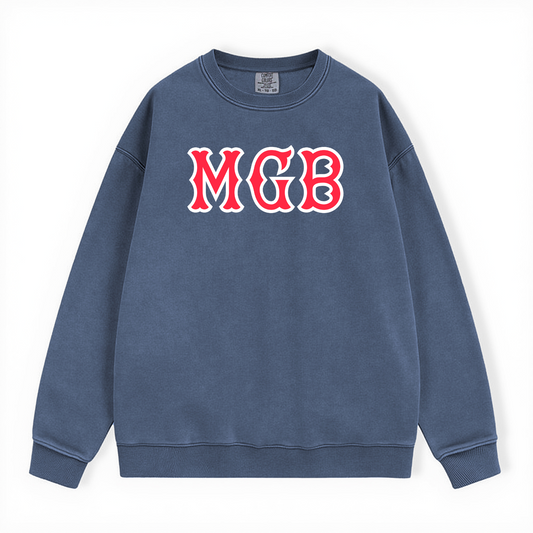 DENIM MGB SOX LETTERS CREWNECK-CLEARANCE