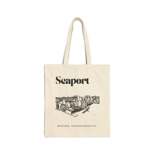 Boston Seaport Cotton Canvas Tote Bag | Eco-Friendly Beach Bag, City Market Tote, Gift for Travelers, Everyday Carryall