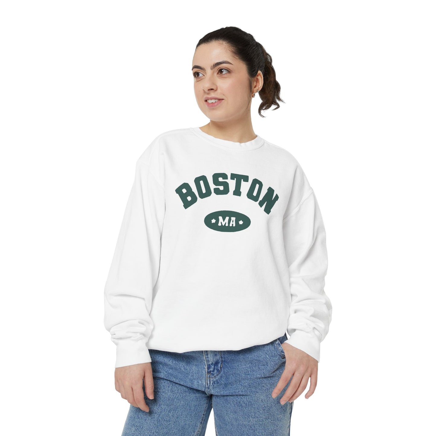 BOSTON MA VINTAGE COLLEGIATE CREWNECK SWEATSHIRT