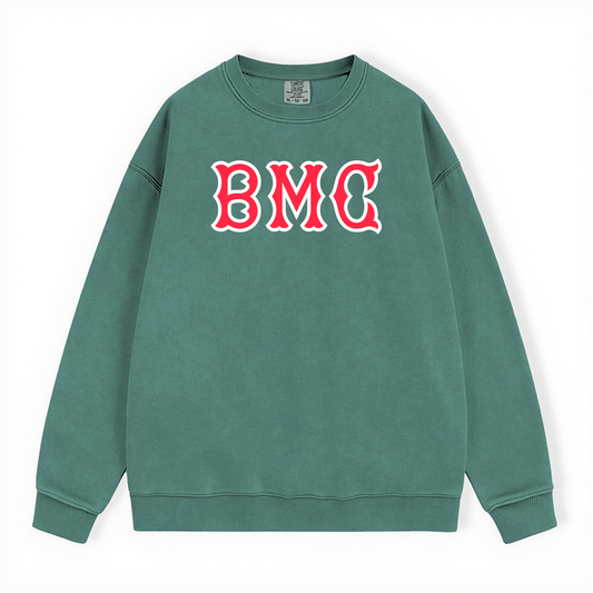 LIGHT GREEN BMC SOX LETTERS COMFORT COLORS CREWNECK-CLEARANCE