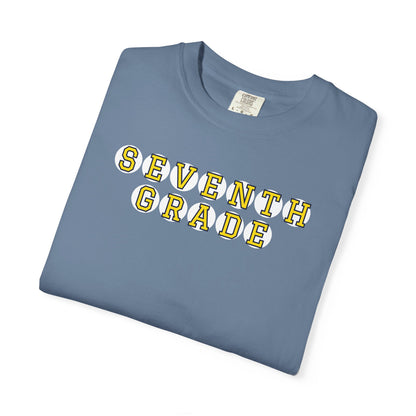SEVENTH GRADE. YELLOW PLAYER LETTERS T-SHIRT