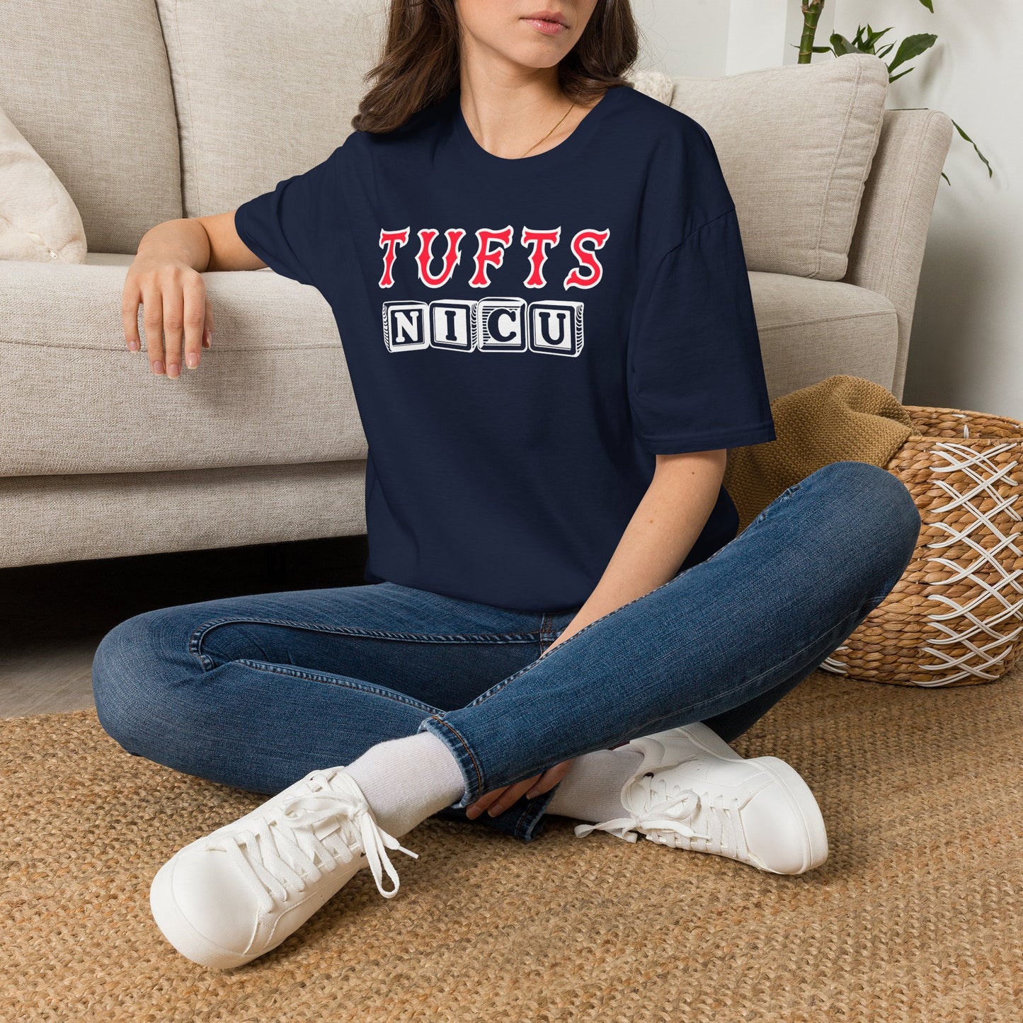 TUFTS SOX LETTERS NICU TEE