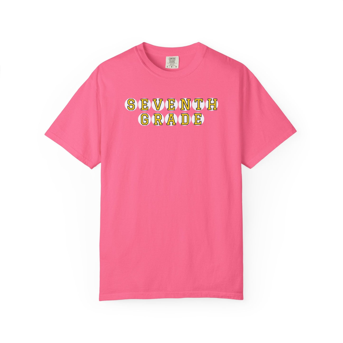 SEVENTH GRADE. YELLOW PLAYER LETTERS T-SHIRT