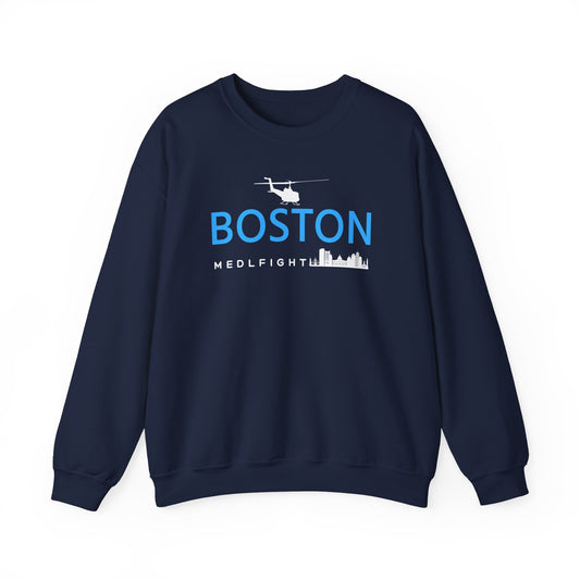 BOSTON MEDLFIGHT NAVY CREWNECK