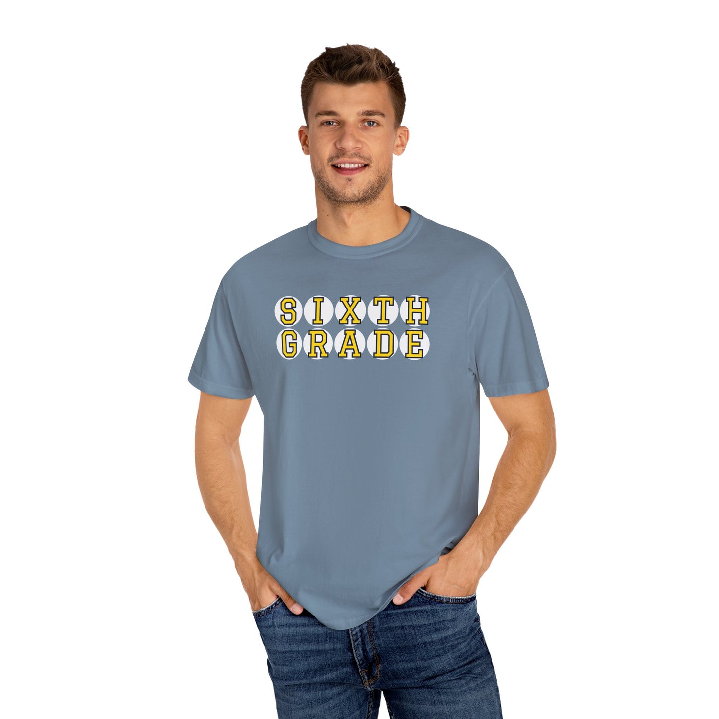 SIXTH GRADE YELLOW PLAYER LETTERS T-SHIRT