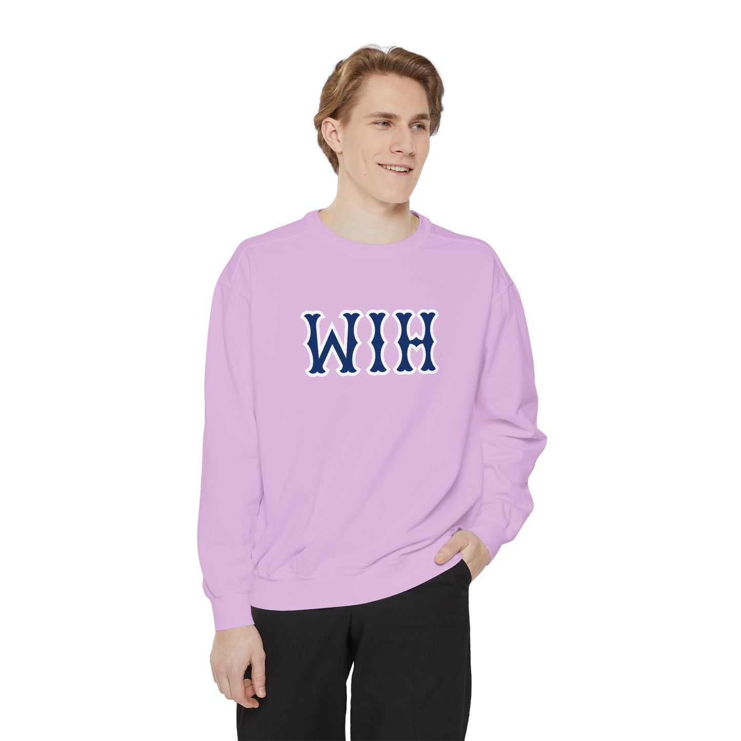 WIH NAVY SOX LETTERS CRWNECK