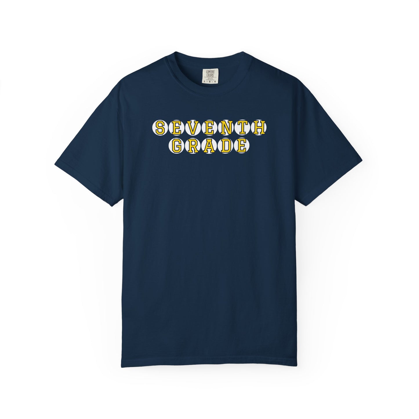 SEVENTH GRADE. YELLOW PLAYER LETTERS T-SHIRT