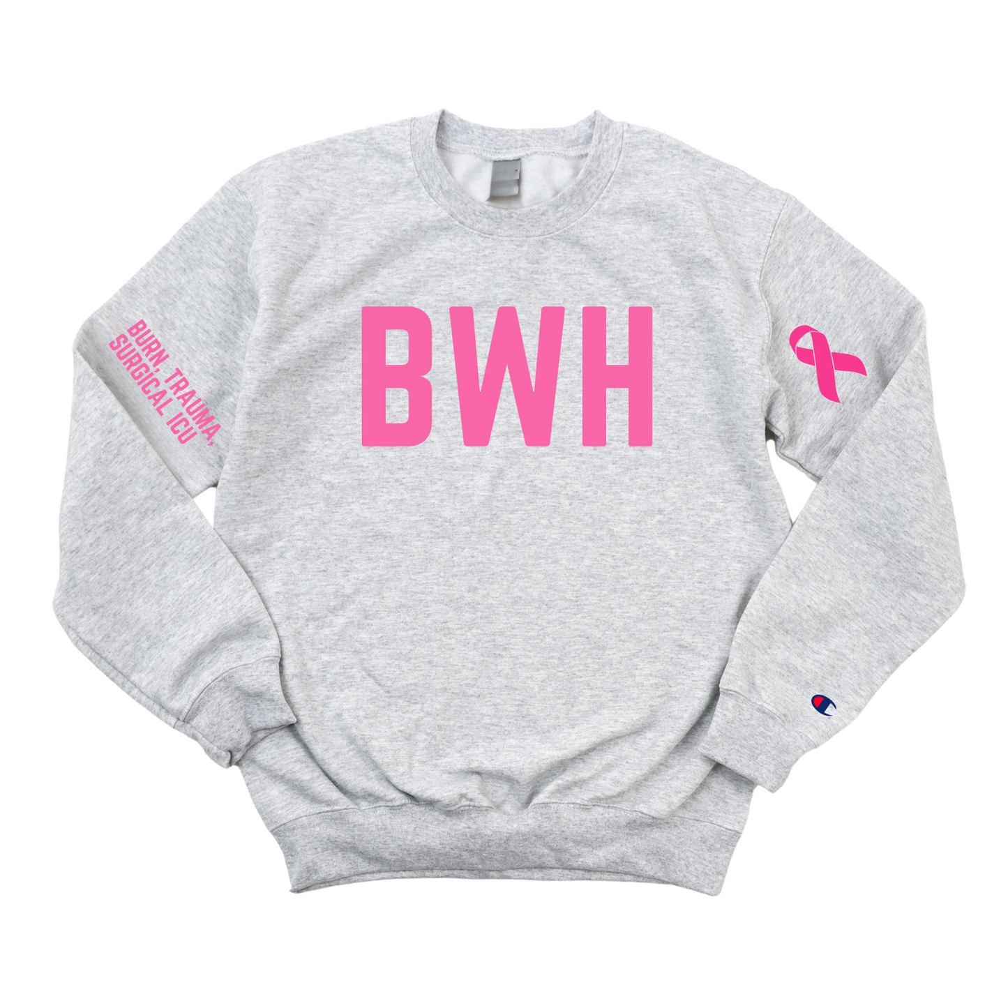 PINK BWH BURN TRAUMA SURGICAL ICU CHAMPION CREWNECK
